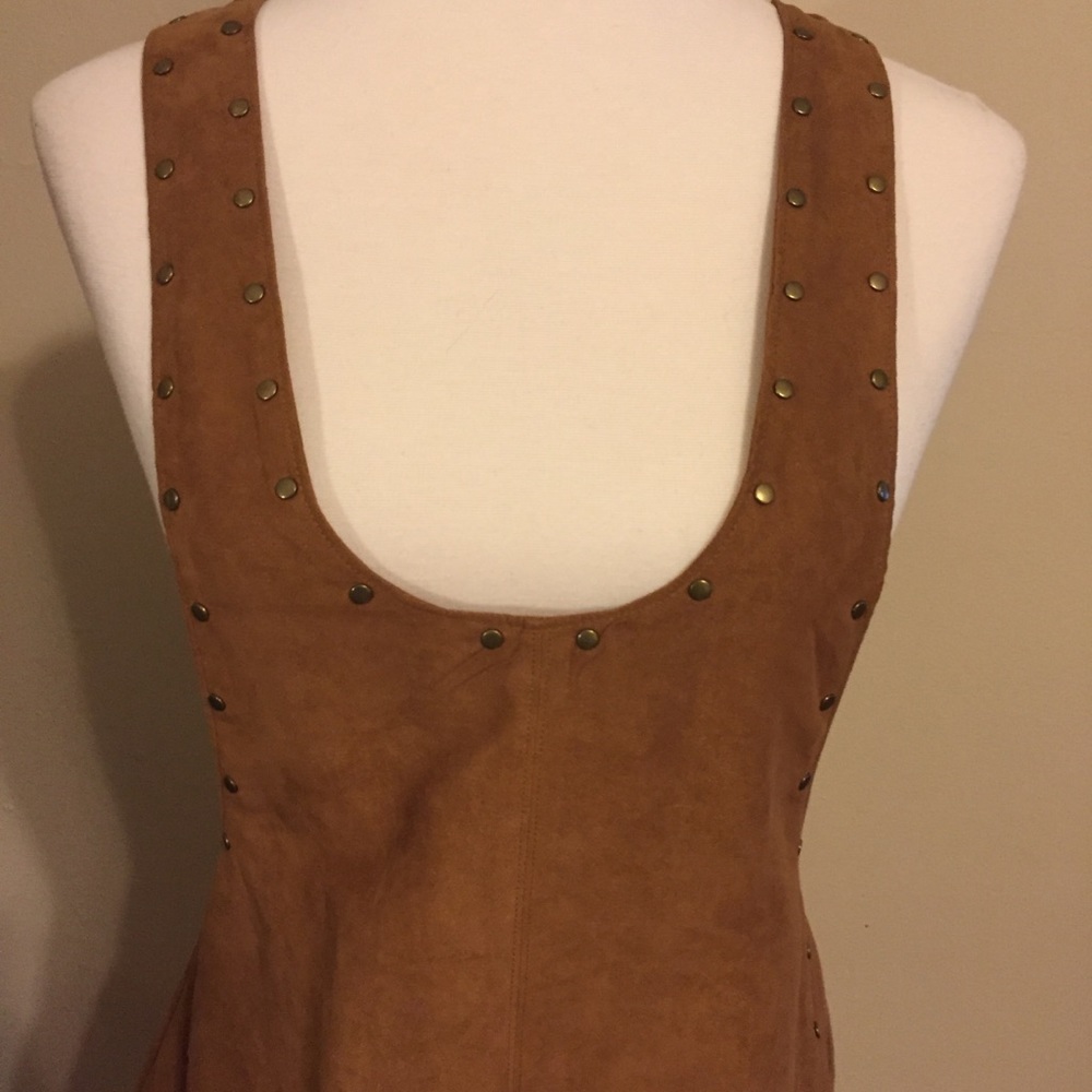 RE:named Overall vegan suede studded  tan dress - Picture 4 of 7